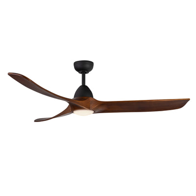Baylor 60-in Matte Black and Dark Walnut Reversible DC LED Ceiling Fan