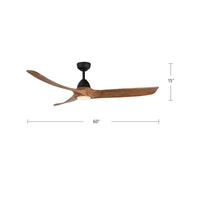 Baylor 60-in Matte Black and Natural Wood Reversible DC LED Ceiling Fan