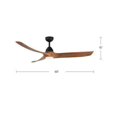 Baylor 60-in Matte Black and Dark Walnut Reversible DC LED Ceiling Fan