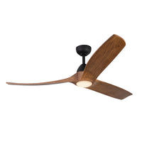 Baylor 60-in Matte Black and Natural Wood Reversible DC LED Ceiling Fan