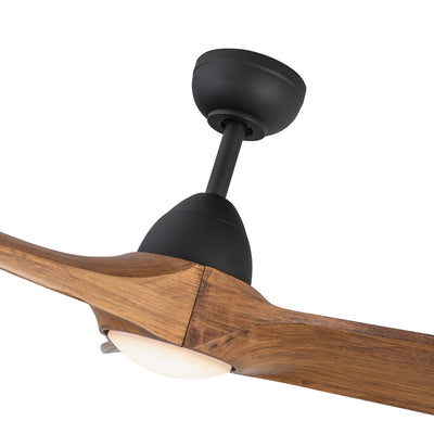 Baylor 60-in Matte Black and Natural Wood Reversible DC LED Ceiling Fan