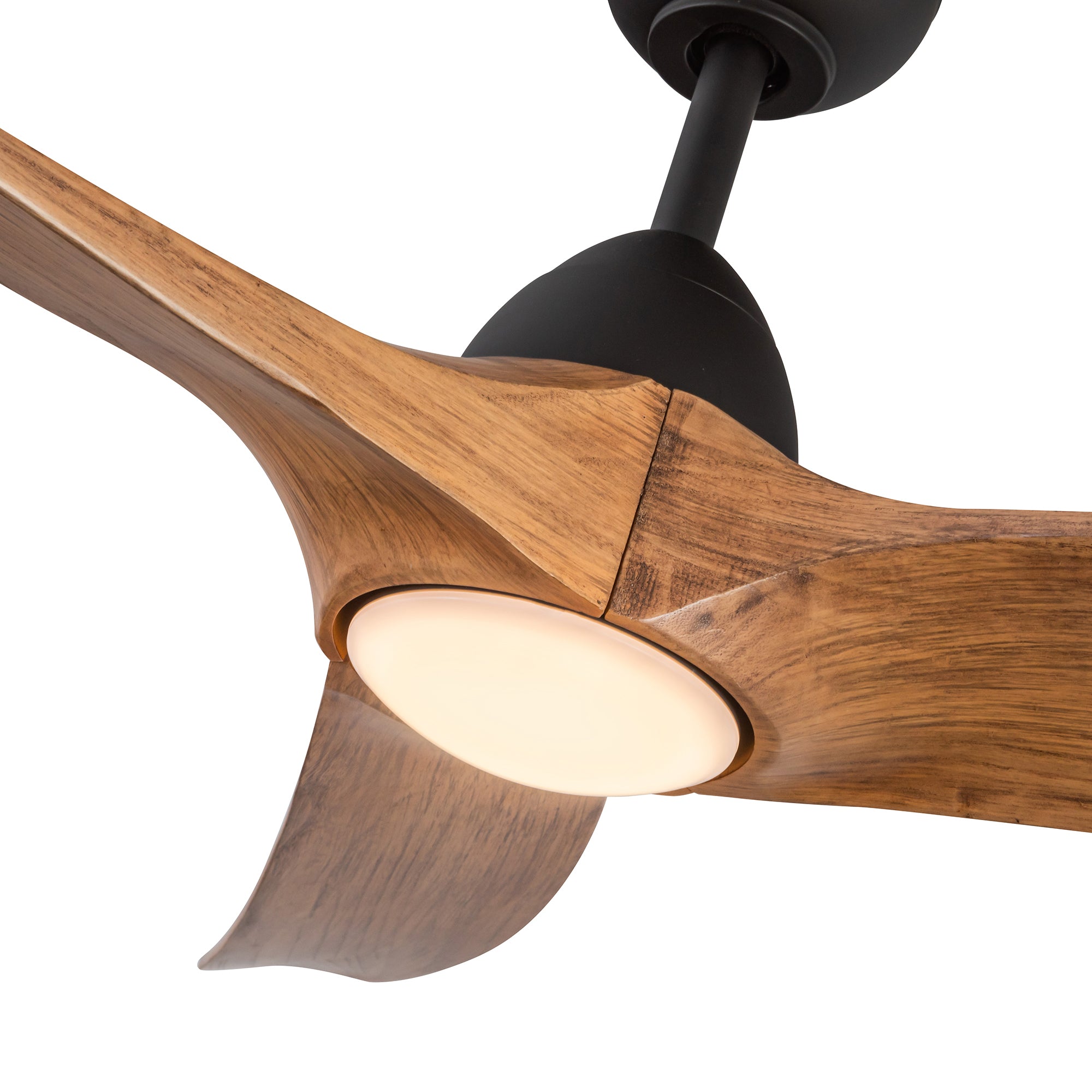 Baylor 60-in Matte Black and Natural Wood Reversible DC LED Ceiling Fan