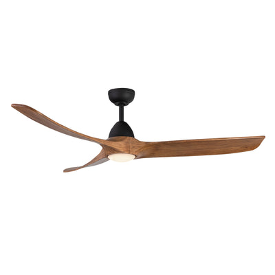 Baylor 60-in Matte Black and Natural Wood Reversible DC LED Ceiling Fan