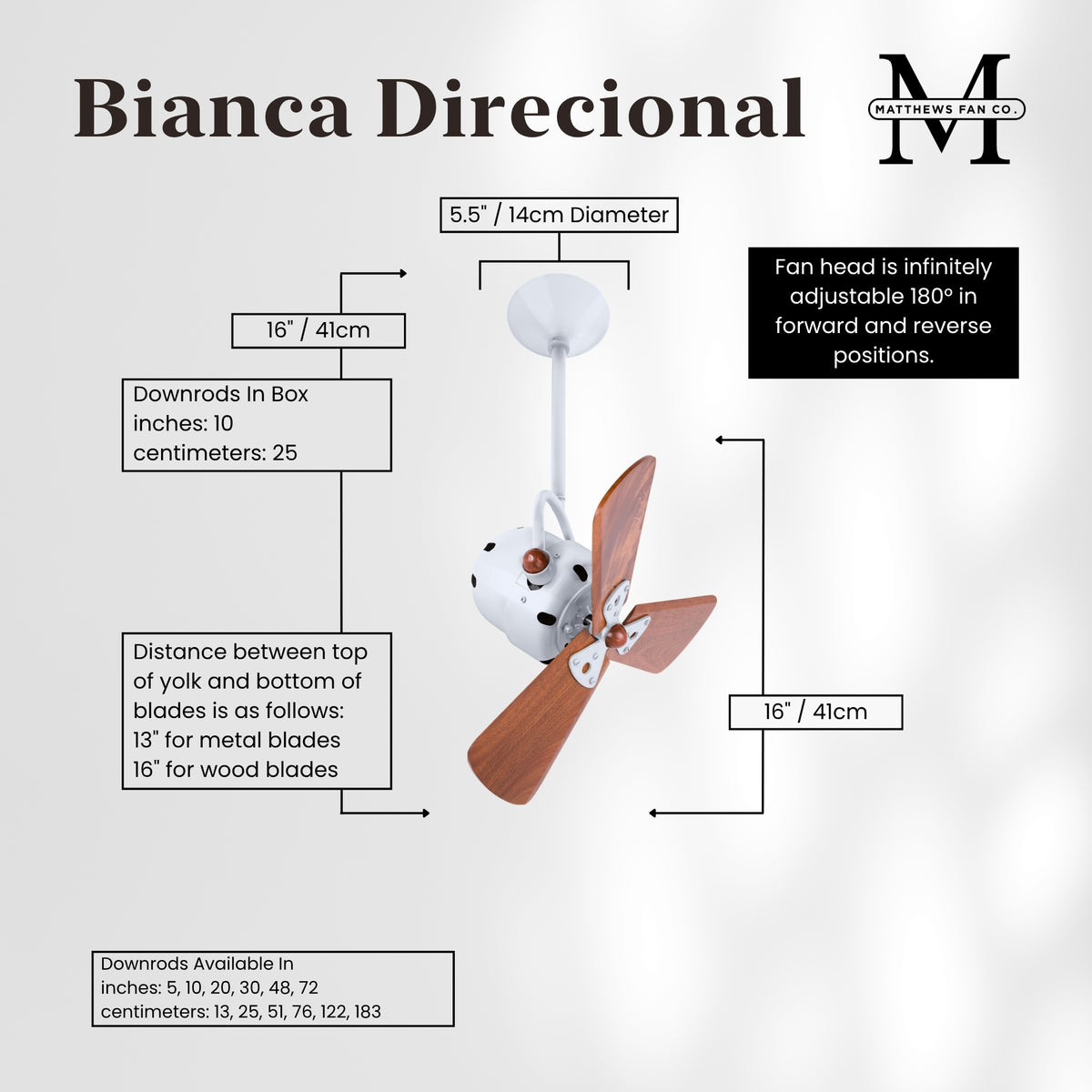Bianca Direcional Directional Ceiling Fan