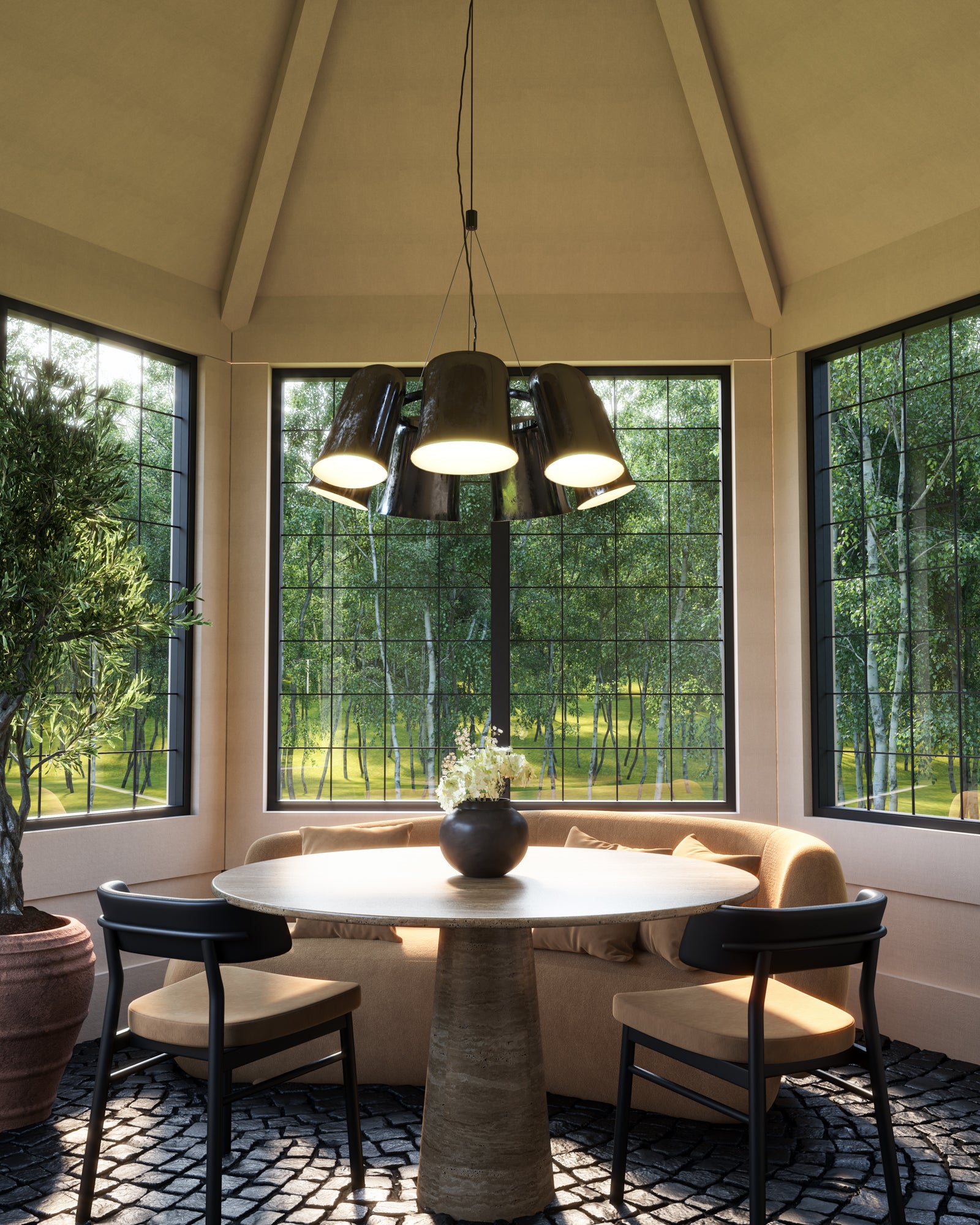 Bell 20-in Steel Chandelier