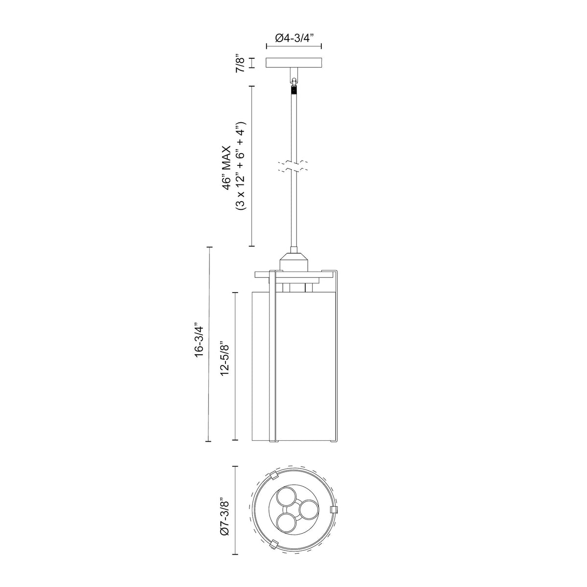 Belmont 7-in Steel Pendant