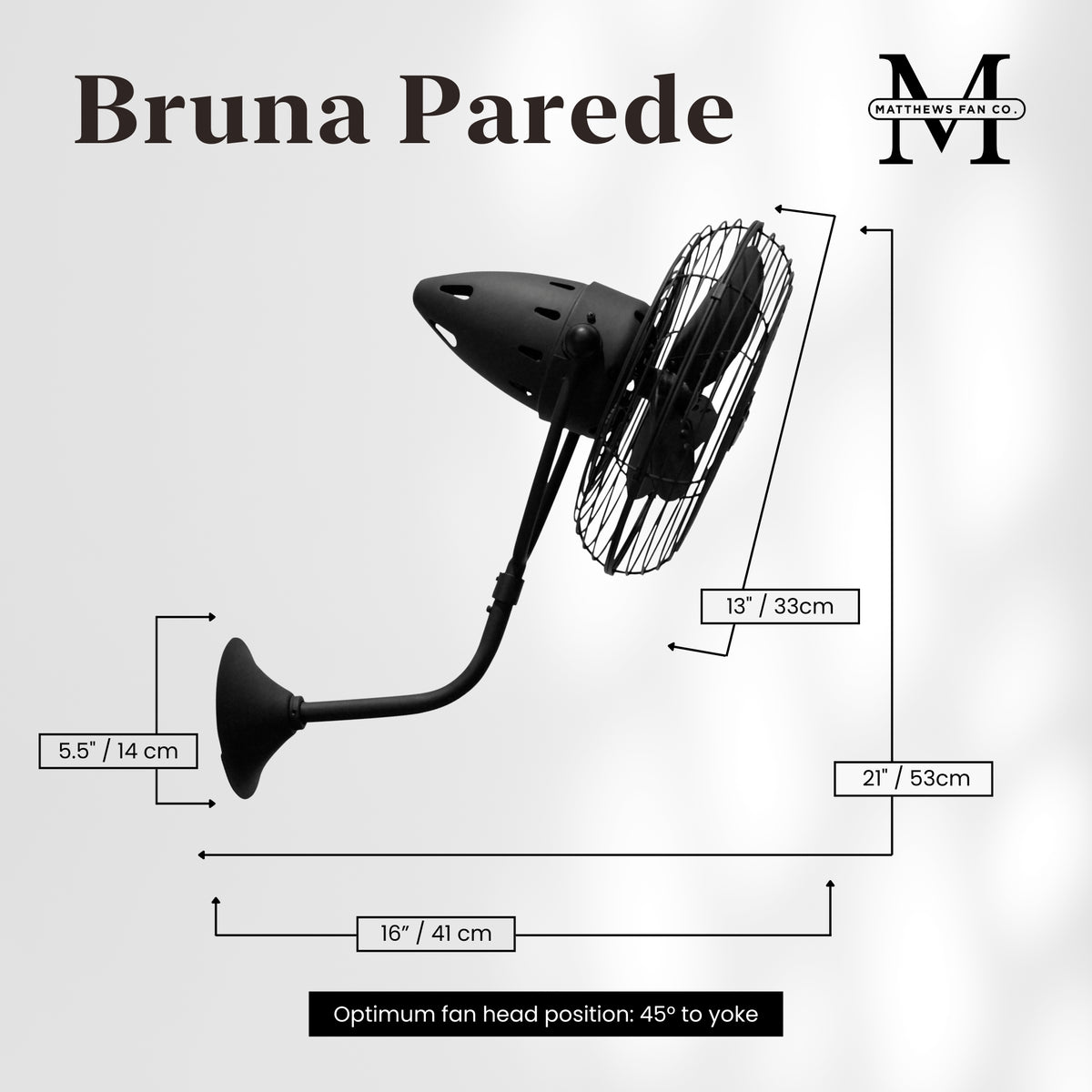 13-Inch Bruna Parede Directional Metal Wall Fan