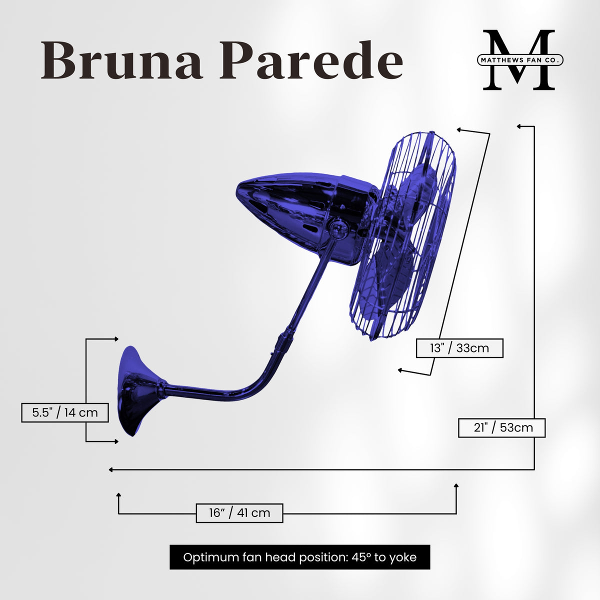 13-Inch Bruna Parede Directional Metal Wall Fan