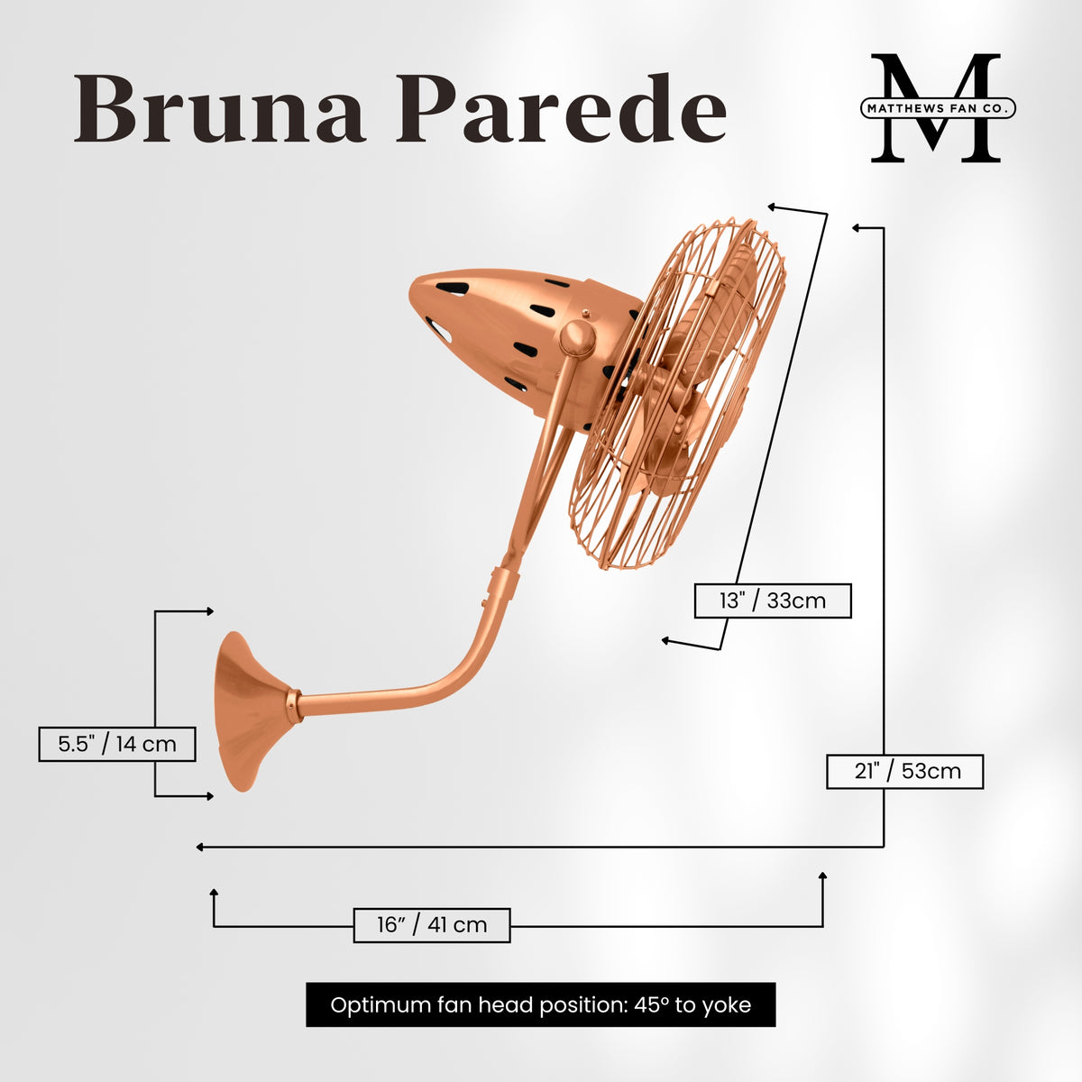 13-Inch Bruna Parede Directional Metal Wall Fan