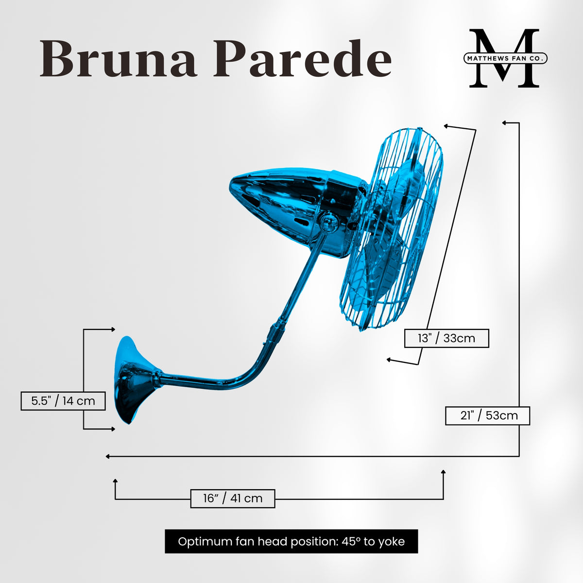 13-Inch Bruna Parede Directional Metal Wall Fan