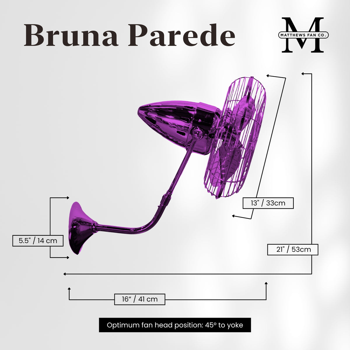13-Inch Bruna Parede Directional Metal Wall Fan