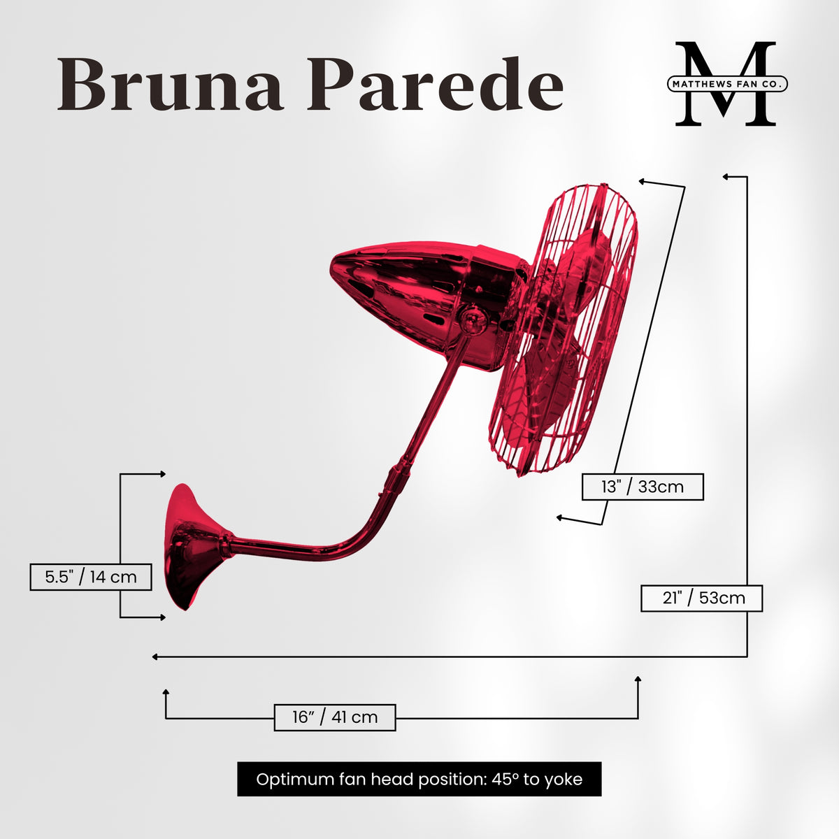 13-Inch Bruna Parede Directional Metal Wall Fan