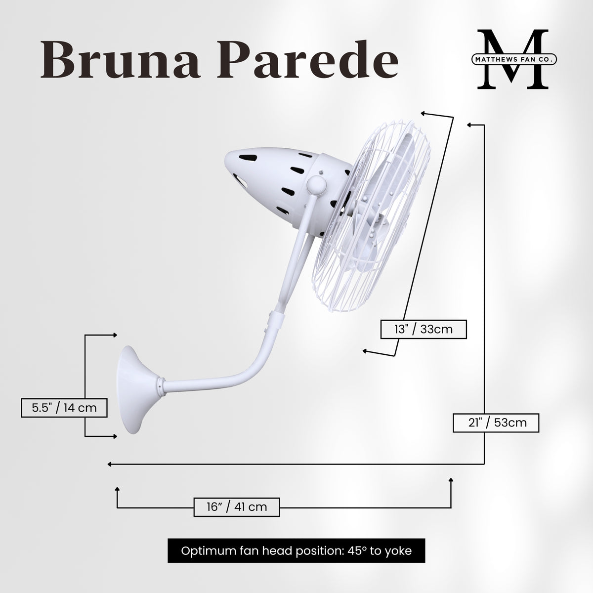 13-Inch Bruna Parede Directional Metal Wall Fan