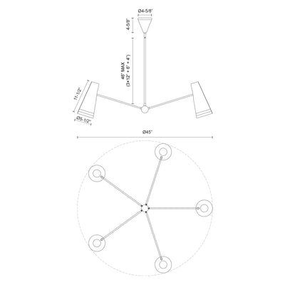 Brickell 45-in Steel Chandelier