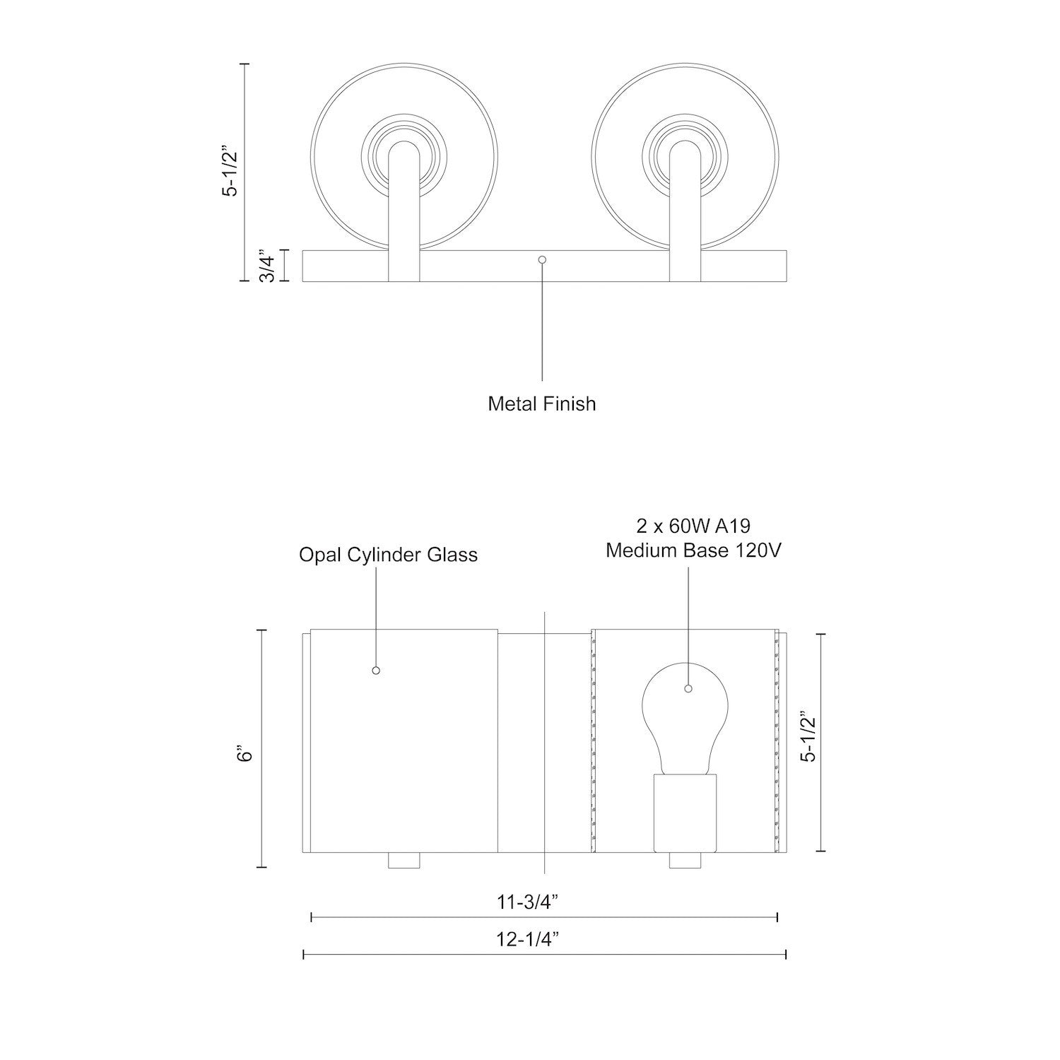 Bridgewater 12-in Steel Vanity Light