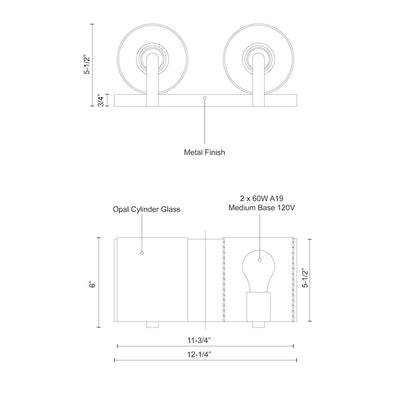 Bridgewater 12-in Steel Vanity Light
