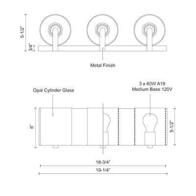 Bridgewater 19-in Steel Vanity Light