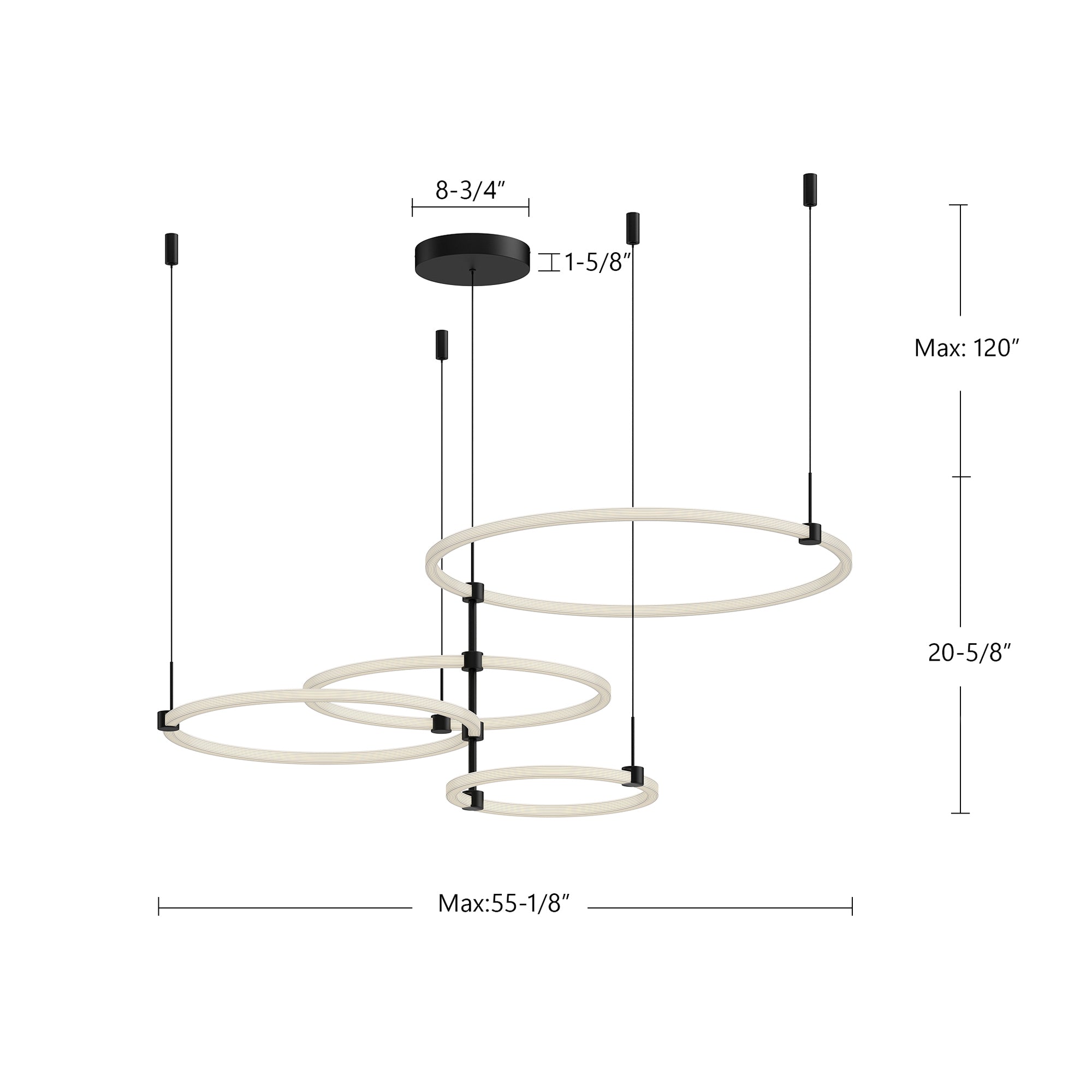 Bruni 55-in Aluminum Chandelier