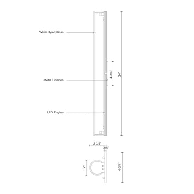 Bute 24-in Aluminum Wall Sconce