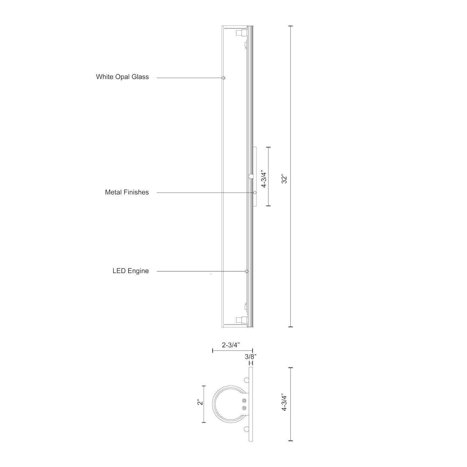 Bute 32-in Aluminum Wall Sconce