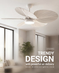 Bali 52 Inch White Fan with LED Light Antique White with Remote Included