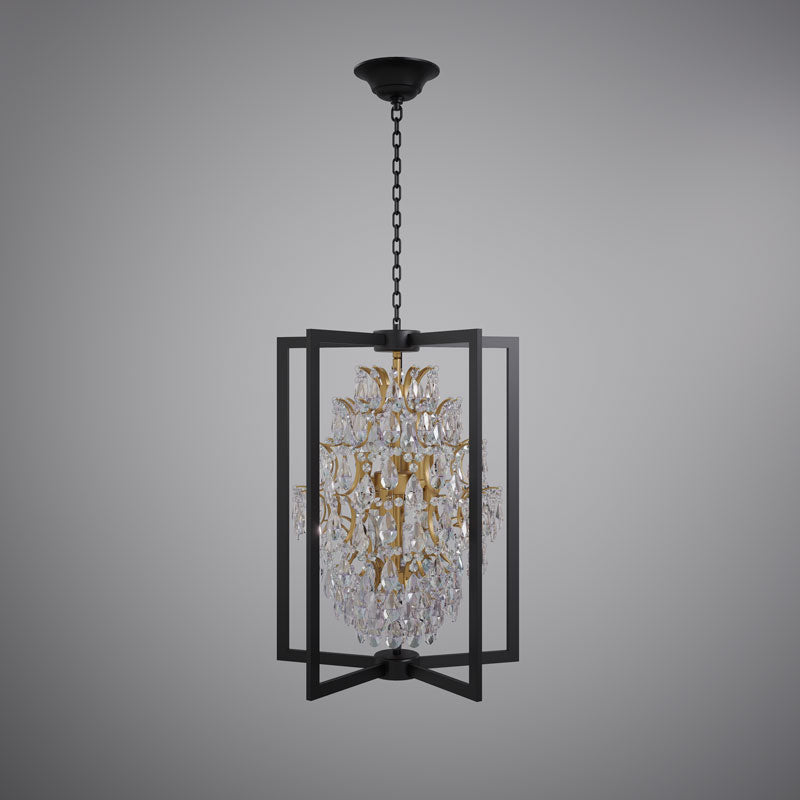 6 Lights Amare 18-in Chandelier Aged Brass/Matte Black  Dimmable 240W