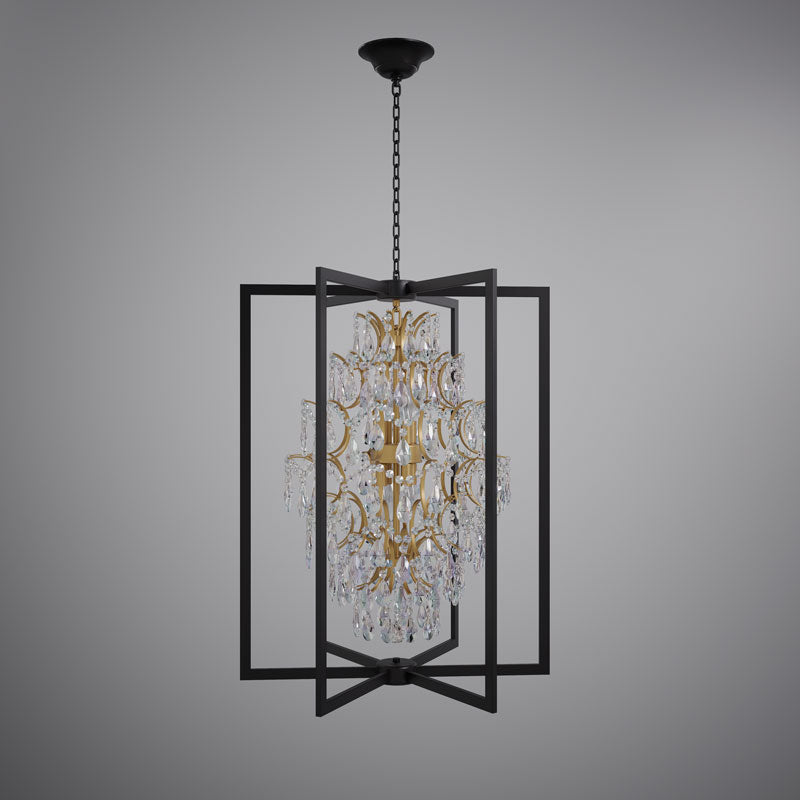 8 Lights Amare 24-in Chandelier Aged Brass/Matte Black  Dimmable 320W