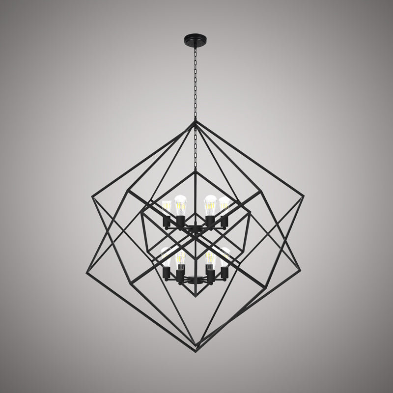 12 Lights Galaxia 47-in Chandelier Matte Black  Dimmable 720W
