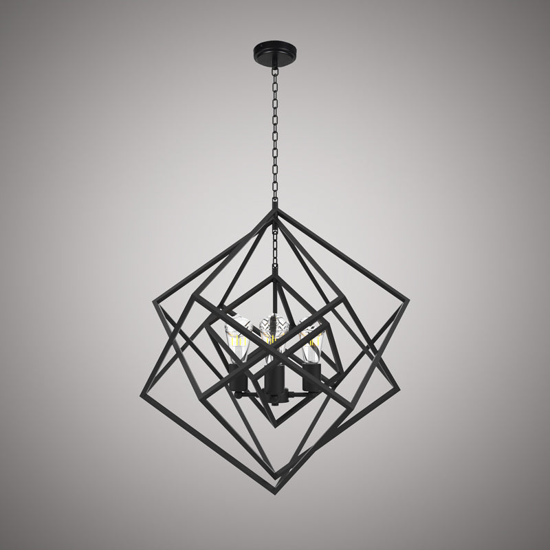 4 Lights Galaxia 24-in Chandelier Matte Black  Dimmable 240W