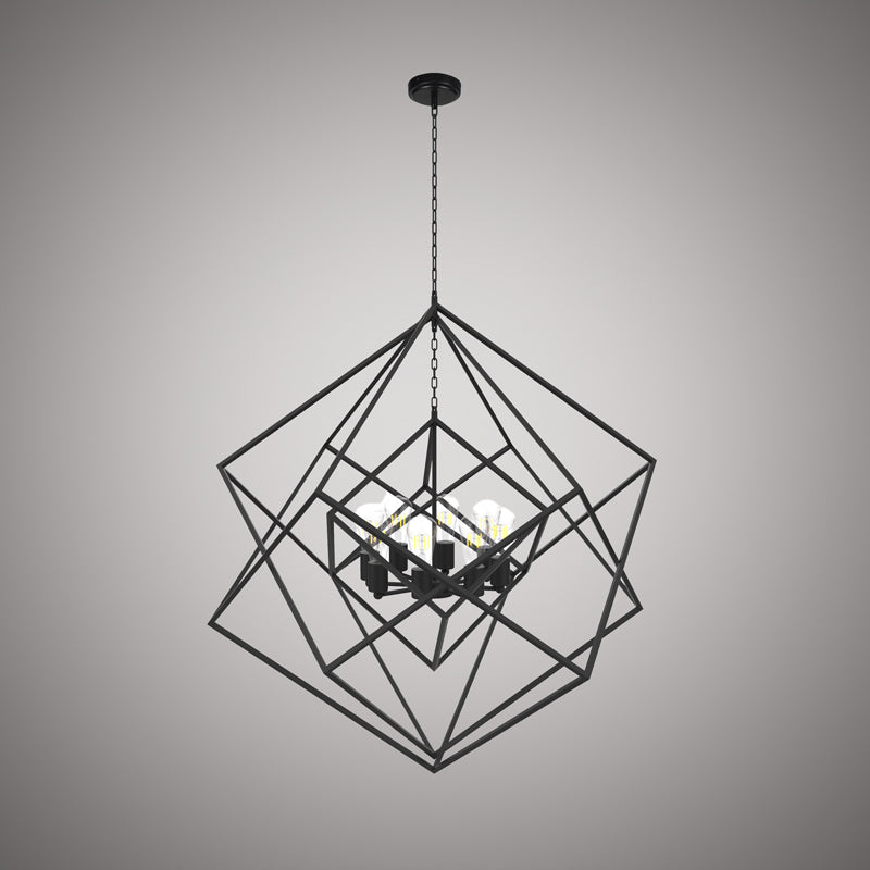 6 Lights Galaxia 32-in Chandelier Matte Black  Dimmable 360W