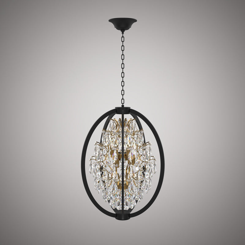 6 Lights Bella 18-in Chandelier Aged Brass/Matte Black  Dimmable 240W