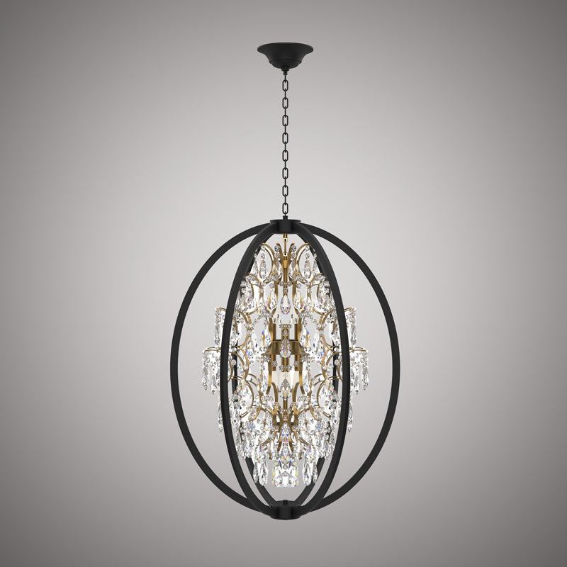 8 Lights Bella 24-in Chandelier Aged Brass/Matte Black  Dimmable 320W