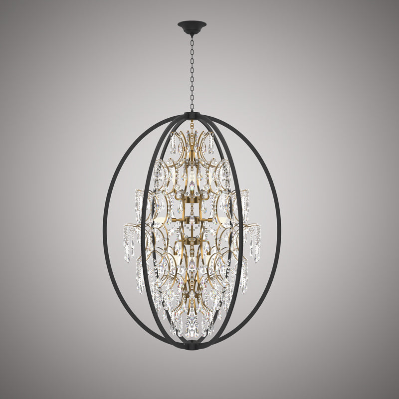 12 Lights Bella 36-in Chandelier Aged Brass/Matte Black  Dimmable 480W