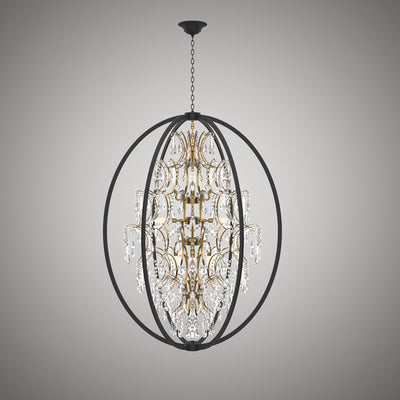 Bella 12-Light 36-in Aged Brass/Matte Black Chandelier Dimmable 480W