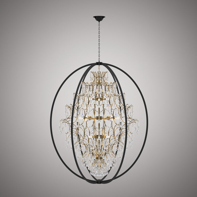 16 Lights Bella 48-in Chandelier Aged Brass/Matte Black  Dimmable 640W