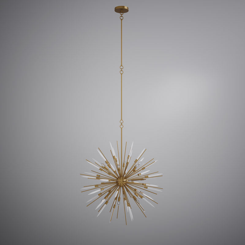 12 Lights Drake 36-in Chandelier Aged Brass with White glass  Dimmable 480W