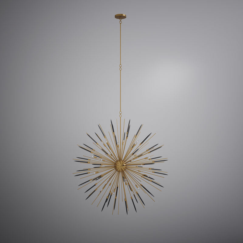 24 Lights Drake 60-in Chandelier Aged Brass with Black Glass  Dimmable 960W