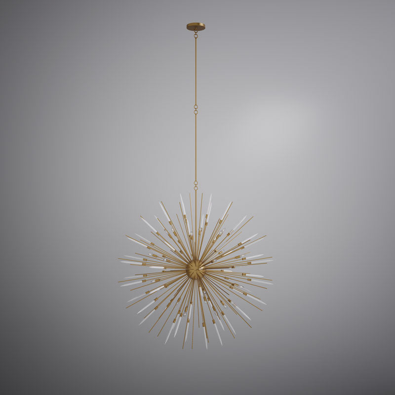 24 Lights Drake 60-in Chandelier Aged Brass with White Glass  Dimmable 960W