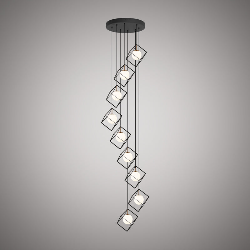 10 Lights Cubo 32-in Chandelier Aged Brass/Matte Black  Dimmable 600W