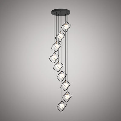 Cubo 10-Light 32-in Aged Brass/Matte Black Chandelier Dimmable 600W