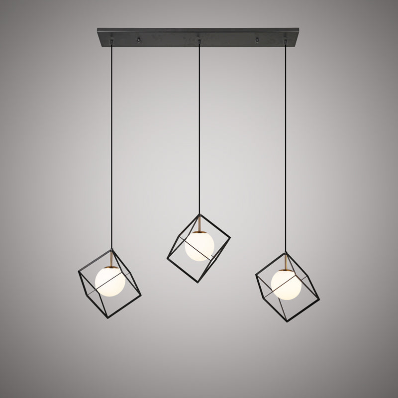 3 Lights Cubo 47-in Linear Chandelier Aged Brass/Matte Black  Dimmable 180W