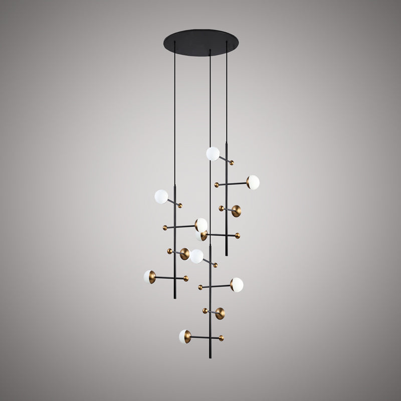 12 Lights DNA 39-in Chandelier Aged Brass/Matte Black  Dimmable 600W