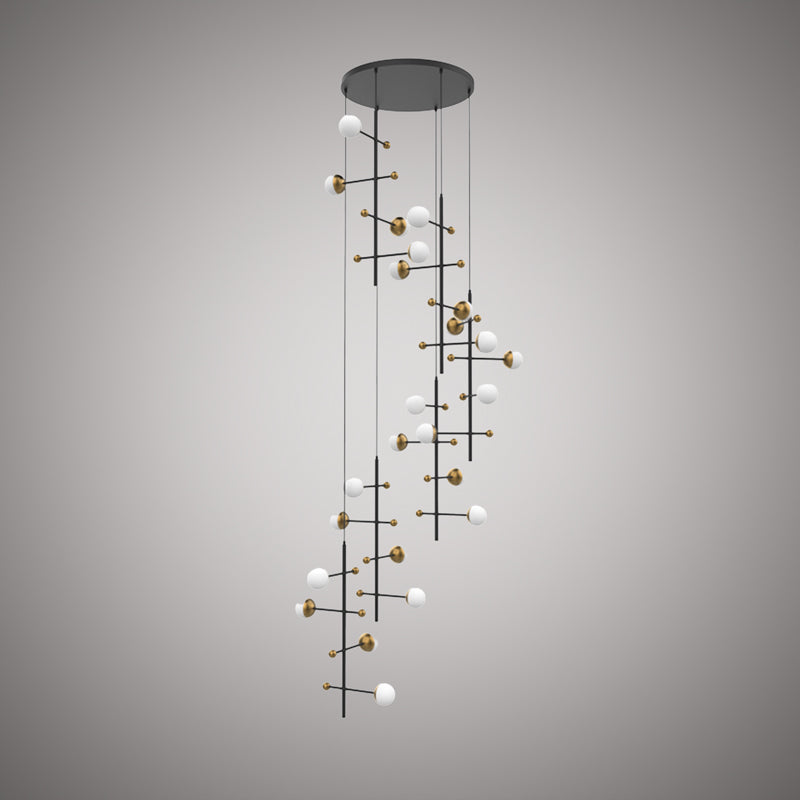 24 Lights DNA 48-in Chandelier Aged Brass/Matte Black  Dimmable 1200W