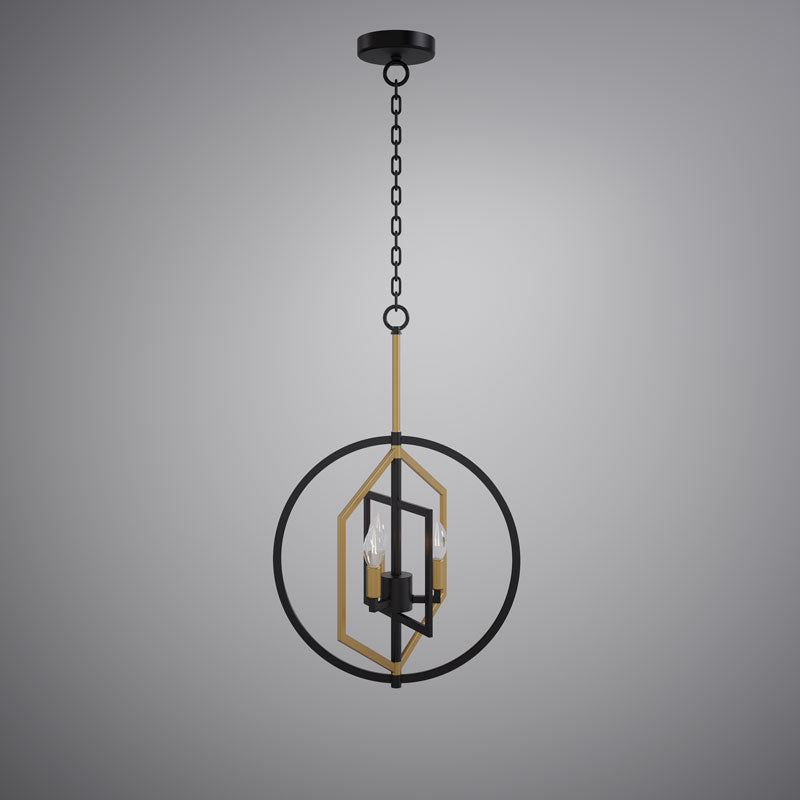 3 Lights Bloom 15-in Chandelier Aged Brass/Matte Black  Dimmable 120W