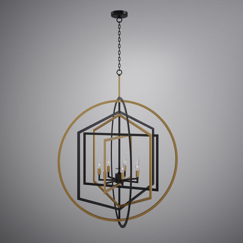 7 Lights Bloom 36-in Chandelier Aged Brass/Matte Black  Dimmable 280W