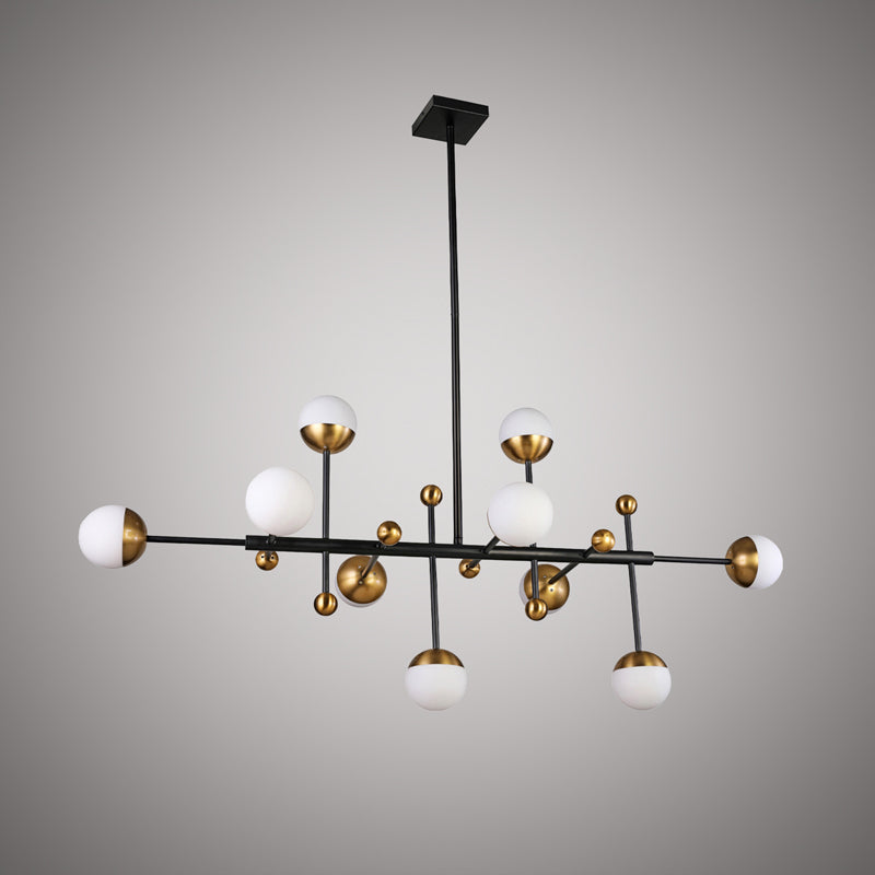 10 Lights DNA 48-in Linear Chandelier Aged Brass/Matte Black  Dimmable 500W