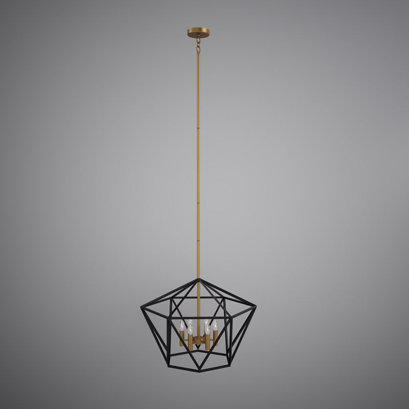 6 Lights Vita 25-in Chandelier Aged Brass/Matte Black  Dimmable 240W