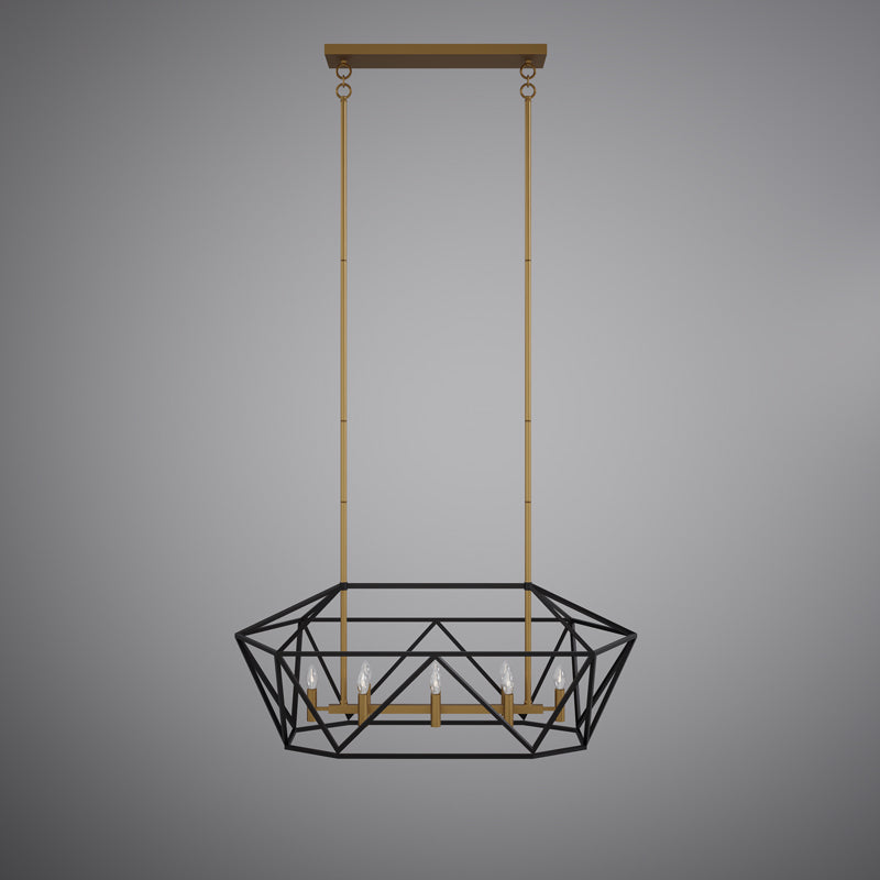 8 Lights Vita 40-in Linear Chandelier Aged Brass/Matte Black  Dimmable 320W