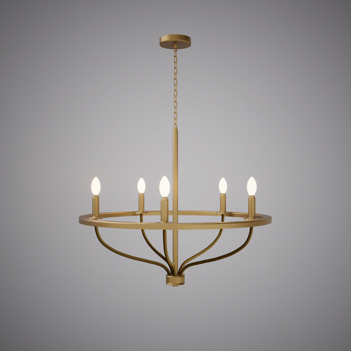 29-inch 5-light Aged Brass Dimmable Chandelier