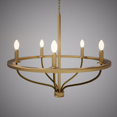 29-inch 5-light Aged Brass Dimmable Chandelier
